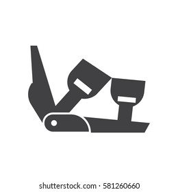 Ski binding vector icon in outline design. Snowboard binding silhouette illustration.