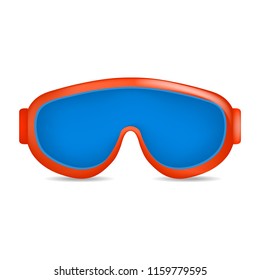 Ski blue color glasses mockup. Realistic illustration of ski blue color glasses vector mockup for web design isolated on white background