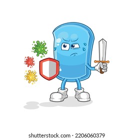 the ski board against viruses cartoon. cartoon mascot vector