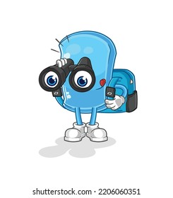 the ski board with binoculars character. cartoon mascot vector