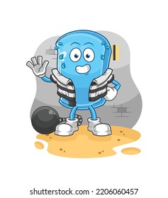 the ski board criminal in jail. cartoon character