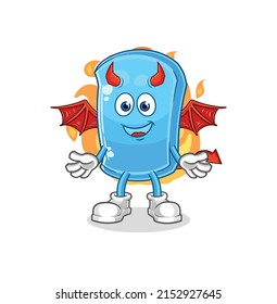 el demonio con alas de la tabla de esquí. vector de mascota de dibujos animados