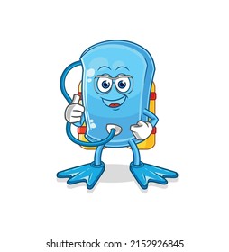 the ski board diver cartoon. cartoon mascot vector