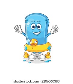 the ski board with duck buoy cartoon. cartoon mascot vector