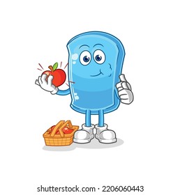 the ski board eating an apple illustration. character vector