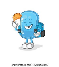 the ski board goes to school vector. cartoon character