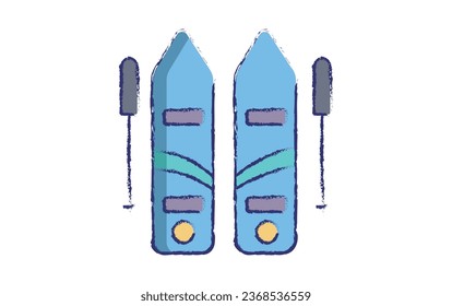 Ski board hand drawn vector illustration