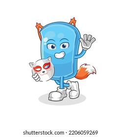 the ski board japanese fox character. cartoon mascot