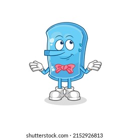 the ski board lie like Pinocchio character. cartoon mascot vector