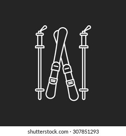Ski board line icon