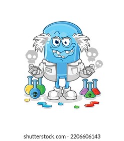 the ski board mad scientist illustration. character vector