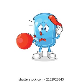 the ski board pantomime blowing balloon. cartoon mascot vector