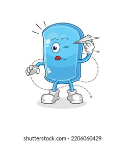 the ski board with paper plane character. cartoon mascot vector