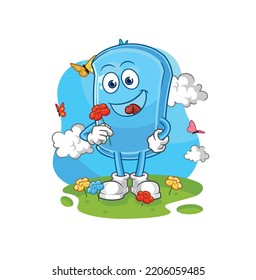 the ski board pick flowers in spring. character vector