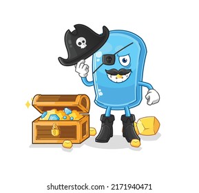 the ski board pirate with treasure mascot. cartoon vector