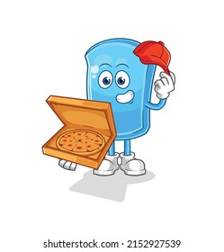 the ski board pizza delivery boy vector. cartoon character