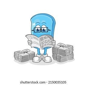 the ski board read newspaper cartoon. character vector