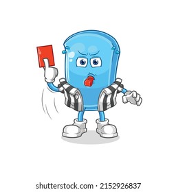 the ski board referee with red card illustration. character vector