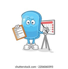 the ski board schedule list vector. cartoon character