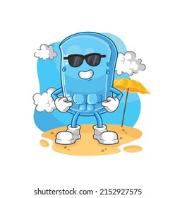 the ski board sunbathing in summer. character vector