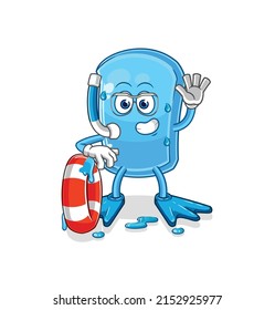 the ski board swimmer with buoy mascot. cartoon vector