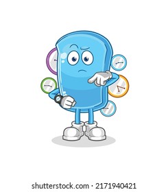 the ski board with wristwatch cartoon. cartoon mascot vector