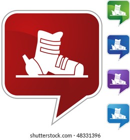 Ski boot icon button symbol isolated on a background.