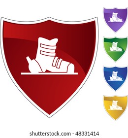 Símbolo de botão do ícone de inicialização de esqui isolado em um fundo.