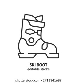 Concepto de diseño de icono de línea de botas de esquí para deportes de esquí. Elemento plano del símbolo de la actividad del invierno. Trazo editable. Ilustración vectorial.