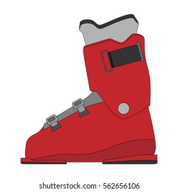 ski boot red ski boots. simple vector drawing.