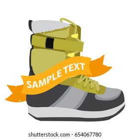 Ski boot. Vector illustration isolated on white background with place for text