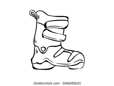 ski boots doodle icon vector 
