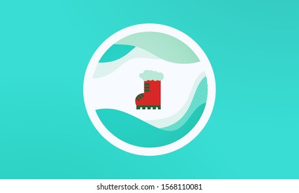 ski boots icon isolated on abstract background. vector winter icon. Abstract banner with liquid shapes. Vector Illustration
