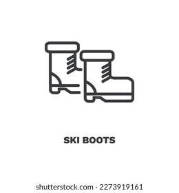 ski boots icon. Thin line ski boots icon from sport and game collection. Outline vector isolated on white background. Editable ski boots symbol can be used web and mobile