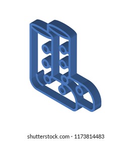 Ski boots isometric left top view 3D icon
