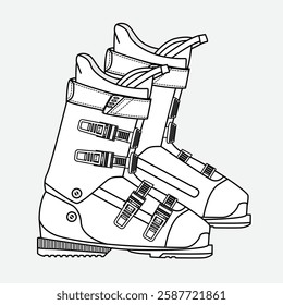 Ski boots for kids vector design technical illustration by adobe illustrator.