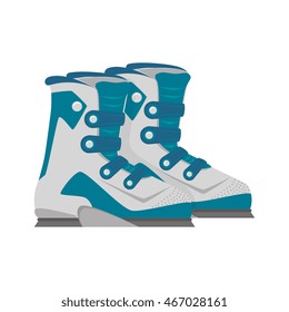 ski boots sport winter snowboarding mountain protection shoes vector graphic isolated and flat illustration