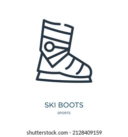 ski boots thin line icon. ski, mountain linear icons from sports concept isolated outline sign. Vector illustration symbol element for web design and apps.