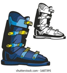 Ski boots. Vector illustration