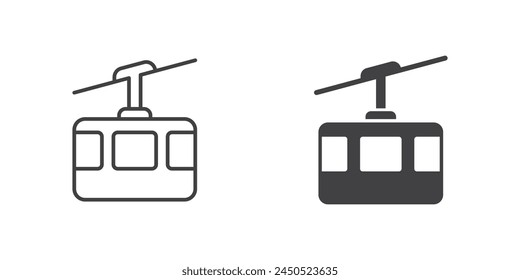 Teleférico de esquí en estilo plano. Ilustración vectorial funicular sobre fondo aislado. Concepto de negocio de góndola.