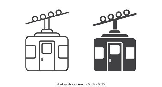 Ski cable car in flat style. Funicular vector illustration on isolated background. Gondola sign business concept.
