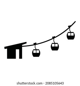 Ski cable car vector icon