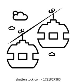 Vector de icono de elevación de cable de esquí