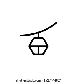 Ski cable lift icon for ski and winter sports. Design for tourist catalog, maps of the ski slopes, placard, brochure, flyer, booklet. Vector illustration.