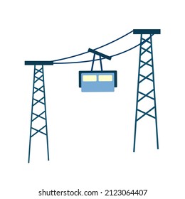 Ski cable lift icon for ski and winter sports. Design for tourist catalog, brochure, flyer, booklet. Vector illustration.