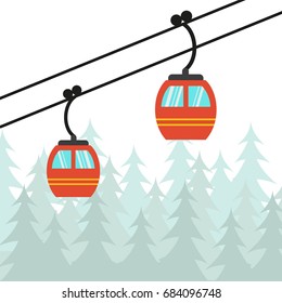 Ski cable lift icon for ski and winter sports. Vector illustration.