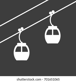 Ski cable lift icon for ski and winter sports. Design for tourist catalog, maps of the ski slopes, placard, brochure, flyer, booklet. Vector illustration.