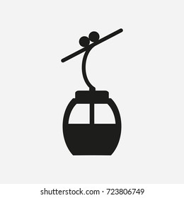 Ski cable lift icon for ski and winter sports. Design for tourist catalog, maps of the ski slopes, placard, brochure, flyer, booklet. Vector illustration.