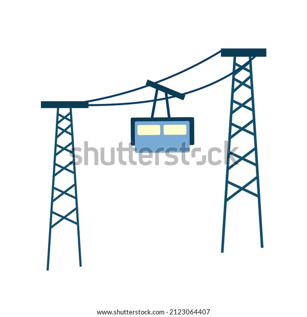 Ski cable lift icon for ski and winter\
sports. Design for tourist catalog, brochure, flyer, booklet.\
Vector illustration.