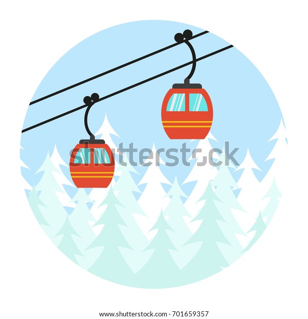 Ski cable lift icon for ski and winter\
sports. Vector\
illustration.